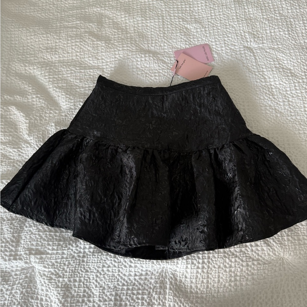 Avec Les Filles Black Textured Skater Skirt